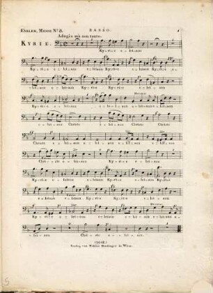 Dritte Messe : (de Sancto Leopoldo) ; für 4 Singstimmen, 2 Violinen, Viola, Violoncello und Contrabaß, 2 Hoboen, 2 Clarinetten, 2 Fagotte, 2 Hörner, 2 Trompeten, Pauken und Org