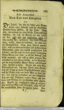 XXI. Hauptstück. Von Tod und Ewigkeit