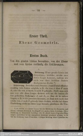 Erster Theil. Ebene Geometrie