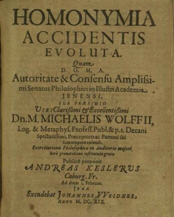 Homonymia accidentis evoluta
