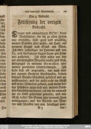 Die 4. Andacht. Fortsetzung der vorigen Andacht.