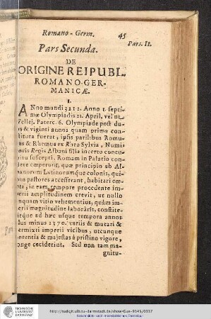 Pars II. De Origine Reipubl. Romano-Germanicae