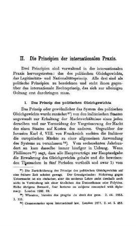 II. Die Principien der internationalen Praxis.