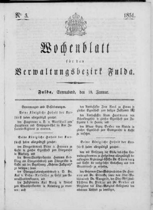 Nr. 3, Ausgabe vom 18. Januar 1851
