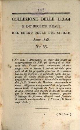 Collezione delle leggi e decreti emanati nelle provincie continentali dell'Italia meridionale. 1823