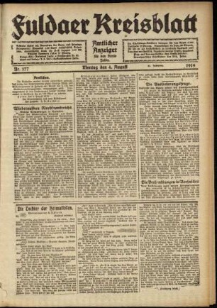 Ausgabe vom Montag, den 04. August 1919.