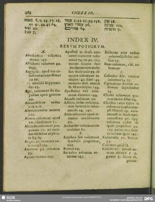 Index IV. Rerum Potiorum