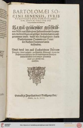 Andreas Perneder, Regul gemeyner geschribner Recht (Titelblatt)
