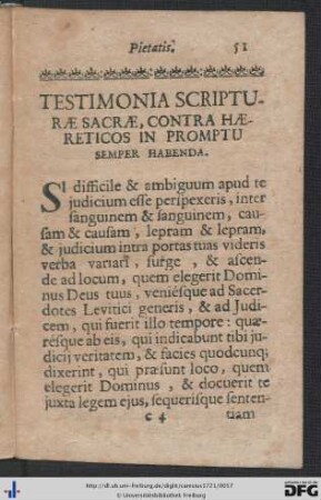 Testimonia Scripturae Sacrae, Contra Haereticos In Promptu Semper Habenda.