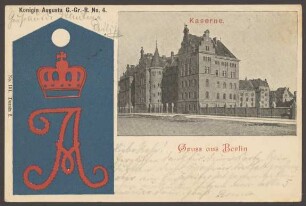 Ansichtskarte Königin Augusta Garde-Grenadiere, Kaserne und Abzeichen