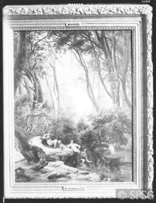 Schirmer, Johann Wilhelm: Aus dem Goldenen Zeitalter (Pan und Nymphen im Wald), GK I 4426.