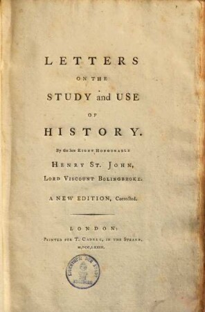 Letters on the study and use of History