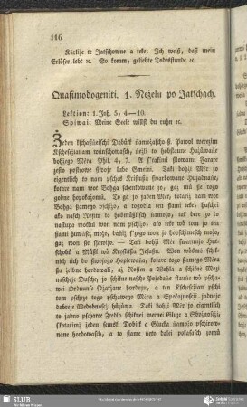 Quasimodogeniti. 1. Ṅeżelu po Jatschach