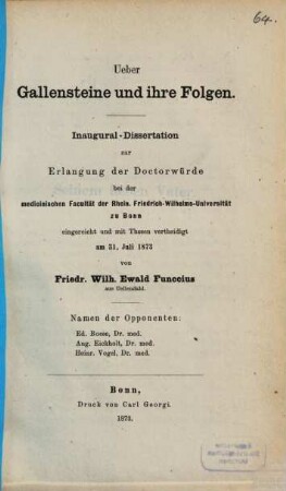 Über Gallensteine und ihre Folgen