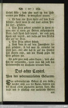 Das achte Capitel. Von den widernatürlichen Geburten