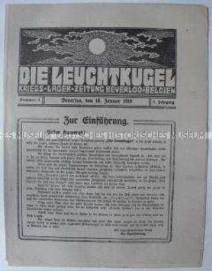 Erste Ausgabe der Kriegszeitung aus dem besetzten Belgien "Die Leuchtkugel"