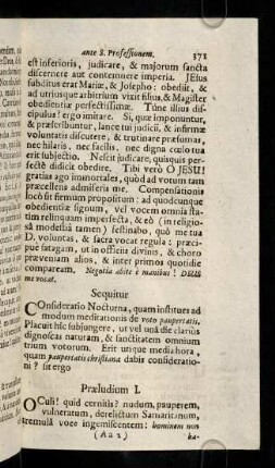 371-377, Praeludium I. Oculi! quid cernitis? nudum, pauperem ...