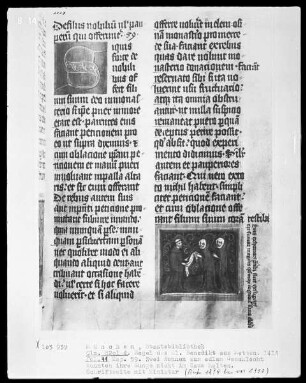 Regel des heiligen Benedikt — Zwei Nonnen werden vom heiligen Benedikt exkommuniziert, Folio 41recto