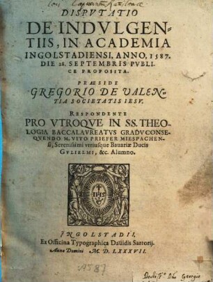 Disputatio de indulgentiis