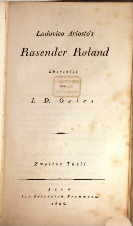 Lodovico Ariosto's Rasender Roland, 2