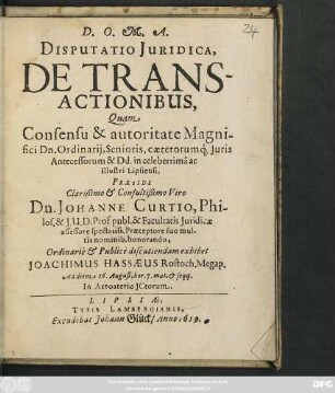 Disputatio Iuridica, De Transactionibus
