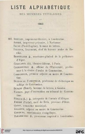 Liste alphabétique des membres titulaires