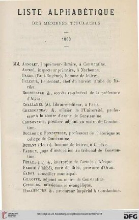 Liste alphabétique des membres titulaires
