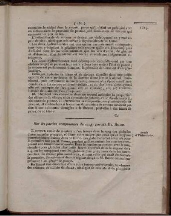 Sur les parties composantes du sang;