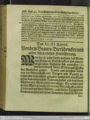 Das XLIII. Capitel. Von dem Brauen, Bierschencken und ander bürgerlichen Handthierung