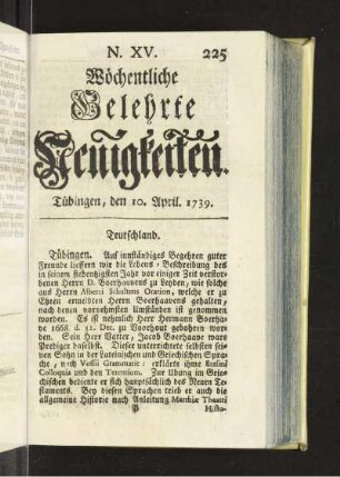 XV. (10. April. 1739)