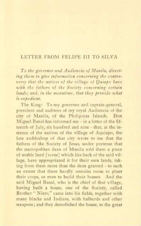 Letter from Felipe III to Silva