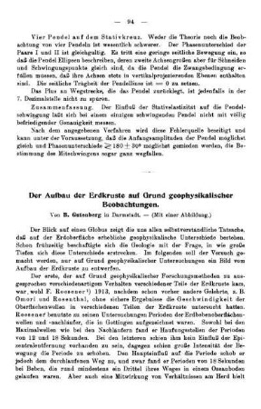 Der Aufbau der Erdkruste auf Grund geophysikalischer Beobachtungen