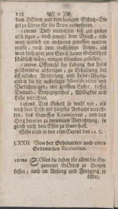 §. XXII. Von der Ordinarien und extra Ordinarien Recreation.