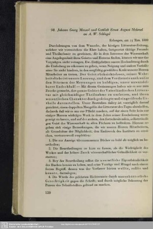 Johann Georg Meusel und Gottlieb Ernst August Mehmel an August Wilhelm von Schlegel, Erlangen, 15.11.1800