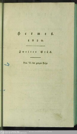 6.1820: Hermes oder kritisches Jahrbuch der Literatur