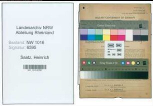 Entnazifizierung Heinrich Saatz , geb. 06.12.1907 (Mechaniker)