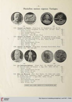 Medaillen meines eigenen Verlages (Nr. 7378-7452)