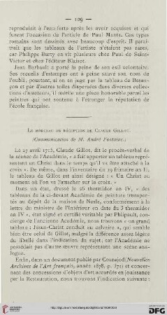 Le morceau de réception de Claude Gillot