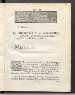 A Messieurs Le President & les Assesseurs...