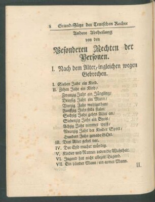 Andere Abtheilung von den Besonderen Rechten der Personen.