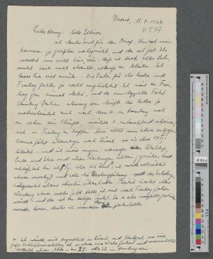 Brief an Hans Henny Jahnn und Ellinor Jahnn