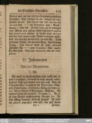 II. Insonderheit
