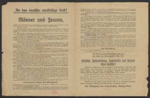 An das deutsche werktätige Volk!