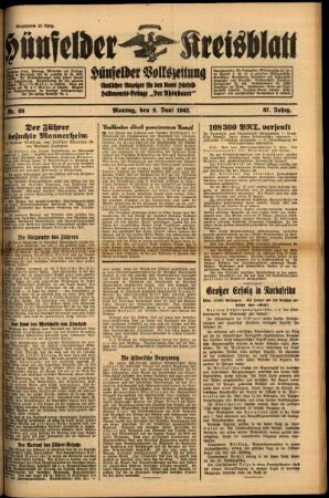 Ausgabe vom Montag, den 08. Juni 1942.