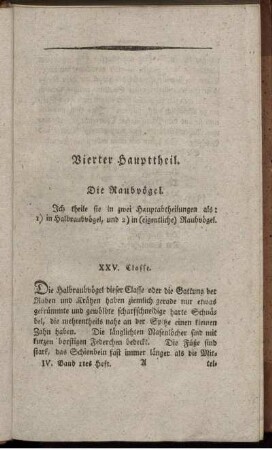 Die Raubvögel. XXV. Classe.