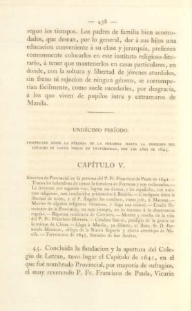 Capítulo V. Eleccion de provincial en la persona del P. Fr. Francisco de Paula en 1641 ...