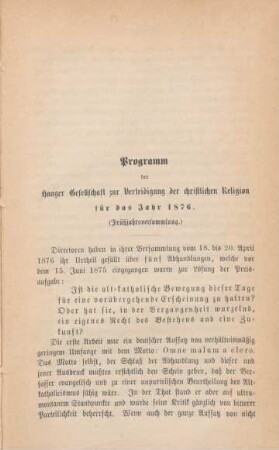 779-783 Miscelle : Programm der Haager Gesellschaft zur Verteidigung der christlichen Religion für das Jahr 1876