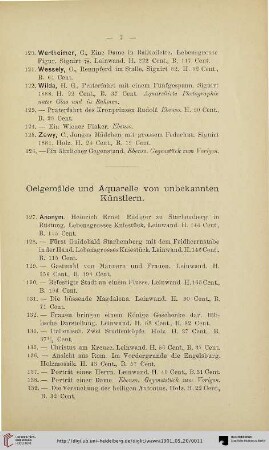 Oelgemälde und Aquarelle von unbekannten Künstlern (Nr. 127-174)