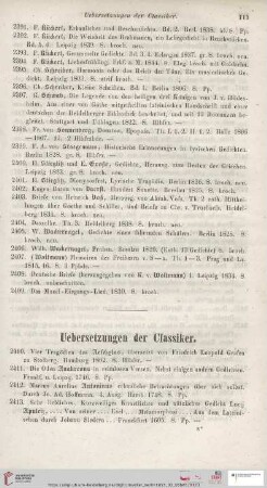 Uebersetzungen der Classiker (Nr. 2410 - 2449)