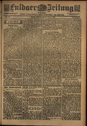 Erste Ausgabe vom Mittwoch, den 15. Oktober 1902.